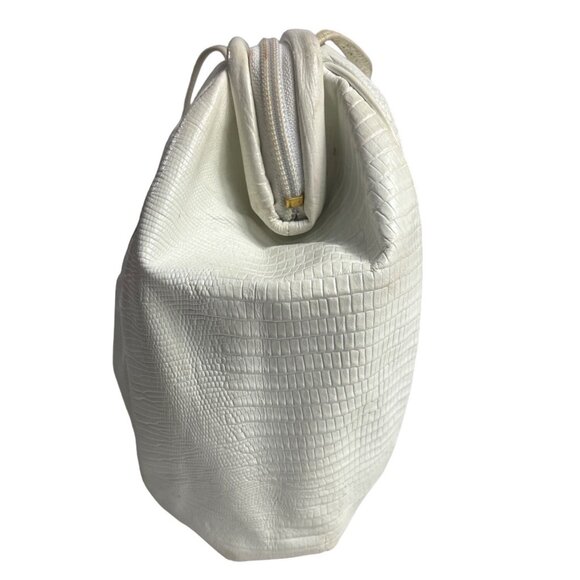 Vintage Sharif Women's White Crock Skin Leather Crossbody Bag Sz S - Picture 3 of 12